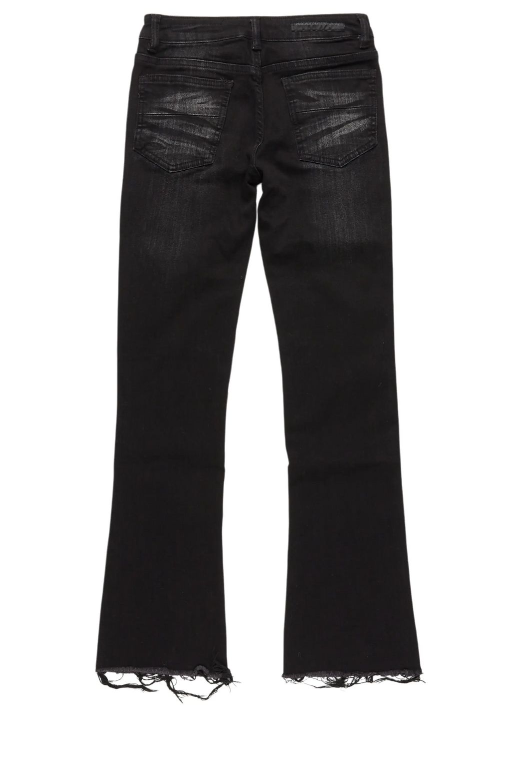 Boys Edgar Jet Black Patchwork Stacked Flare Jean