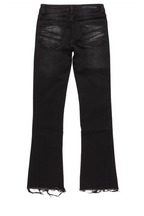 Boys Edgar Jet Black Patchwork Stacked Flare Jean