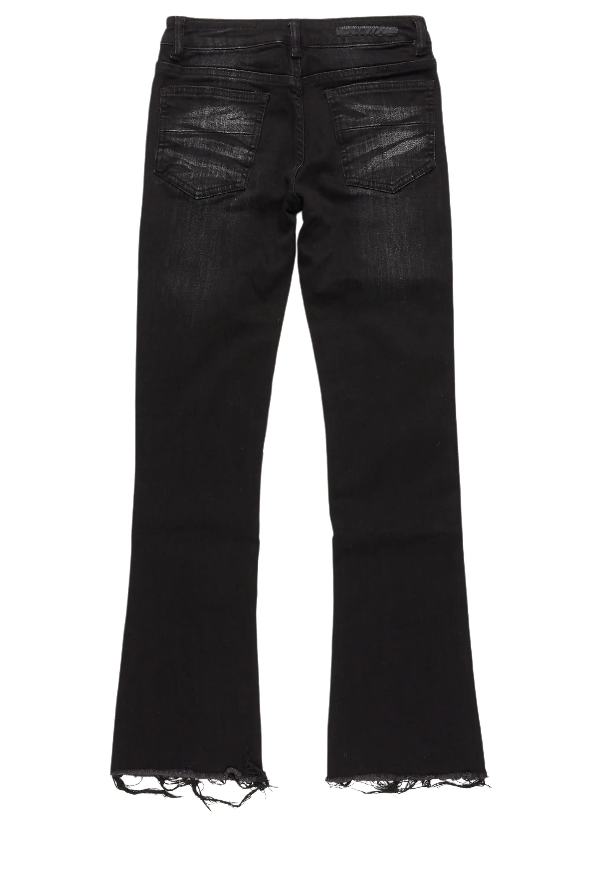 Boys Edgar Jet Black Patchwork Stacked Flare Jean