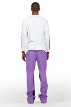 Amos Purple/White Long Sleeve T-Shirt/Stacked Baggy Pant Set