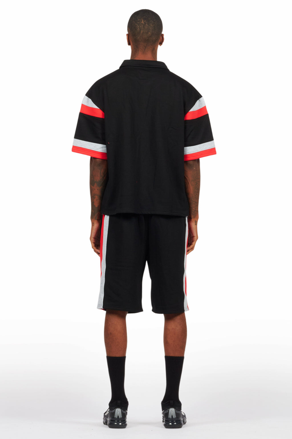 Zavid Black Button Up T-Shirt/Short Set