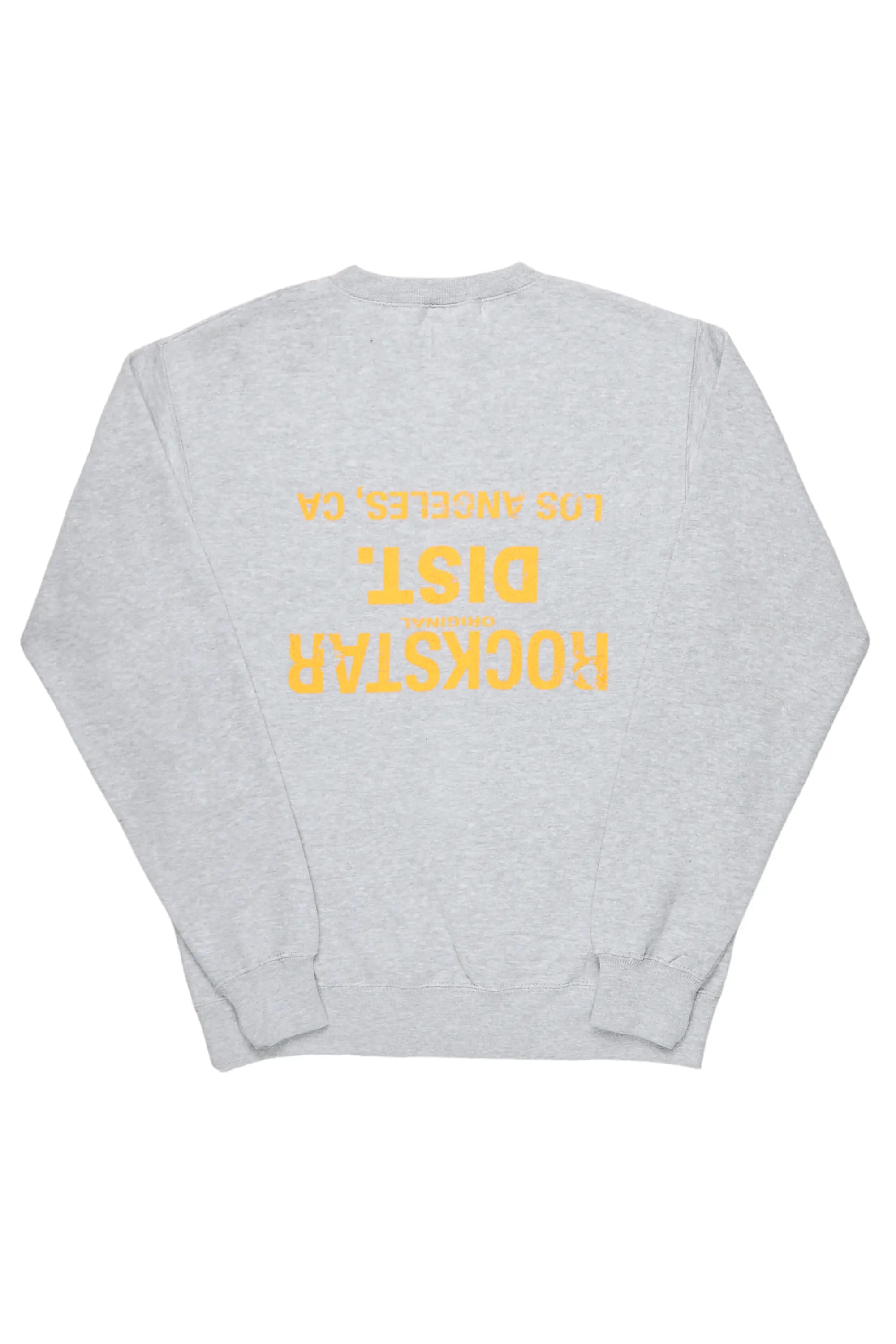 Dist. Town Heather Grey/Yellow Graphic Crewneck