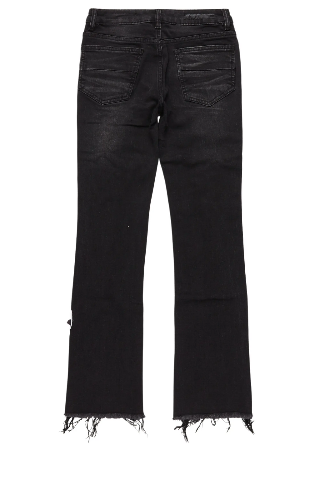 Boys Savage Black/Red Patchwork Stacked Flare Jean