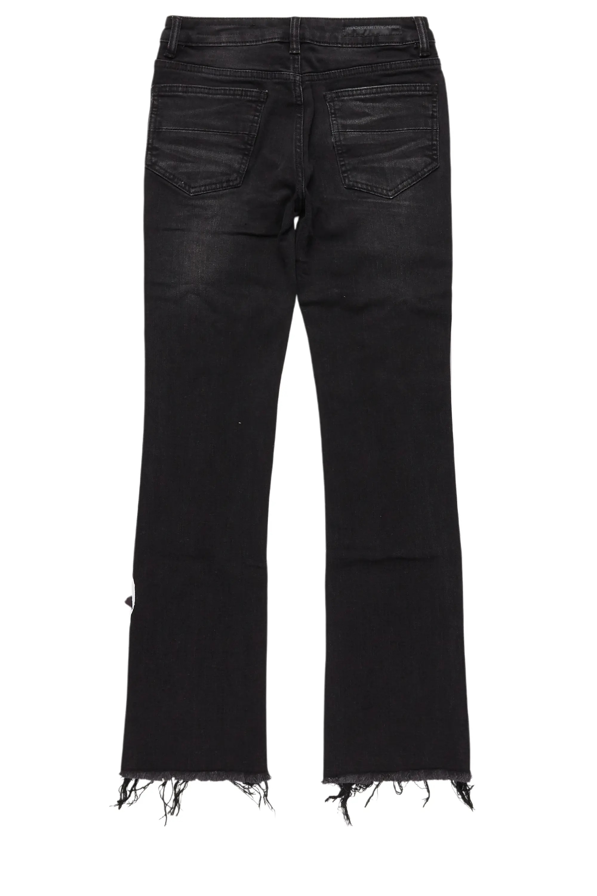 Boys Savage Black/Red Patchwork Stacked Flare Jean