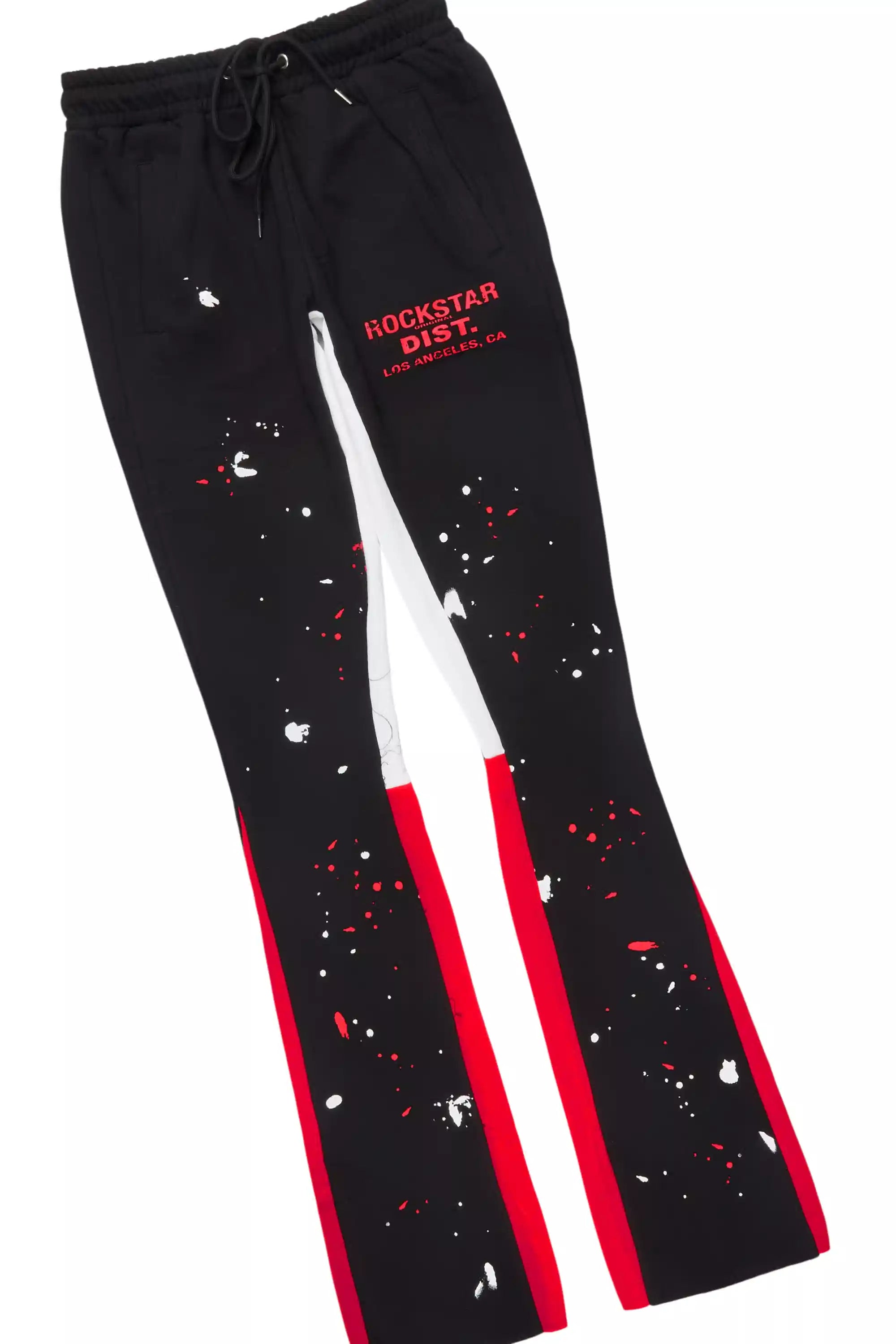 Scottie Black/Red Paint Splatter Hoodie/Stacked Flare Pant Set