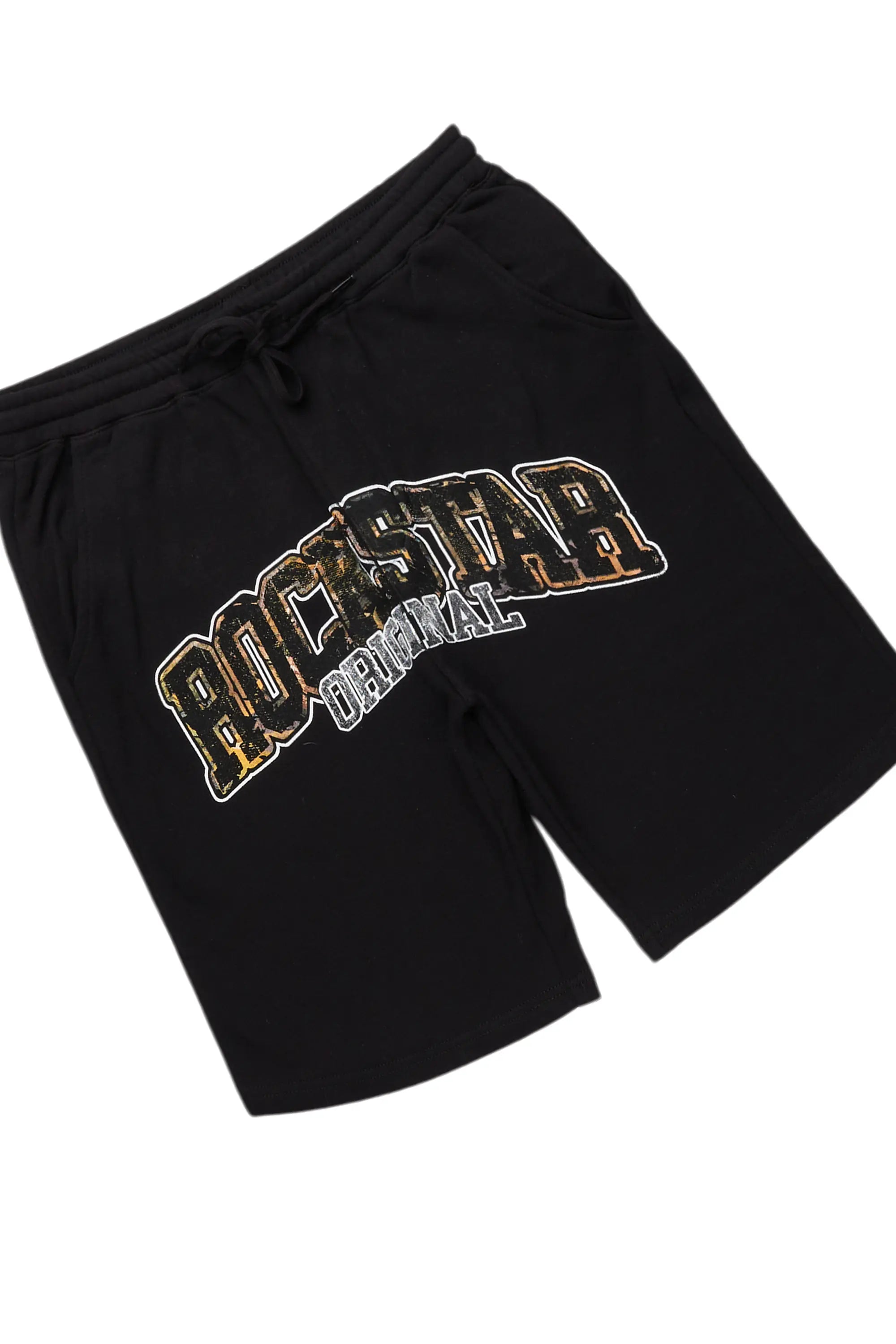Fields Black Graphic T-Shirt Short Set