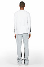 Bubble White/Grey Long Sleeve T-Shirt/Baggy Pant Set