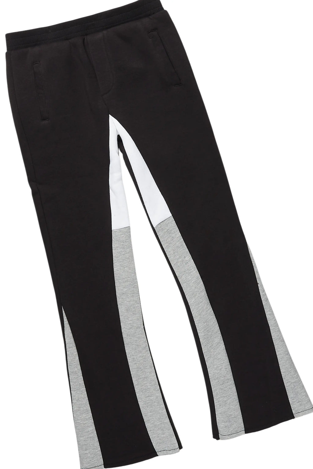 Boys Basic Black/Grey Stacked Flare Pant Set