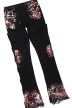 Saxon Black/Red T-Shirt/Stacked Flare Jean Set