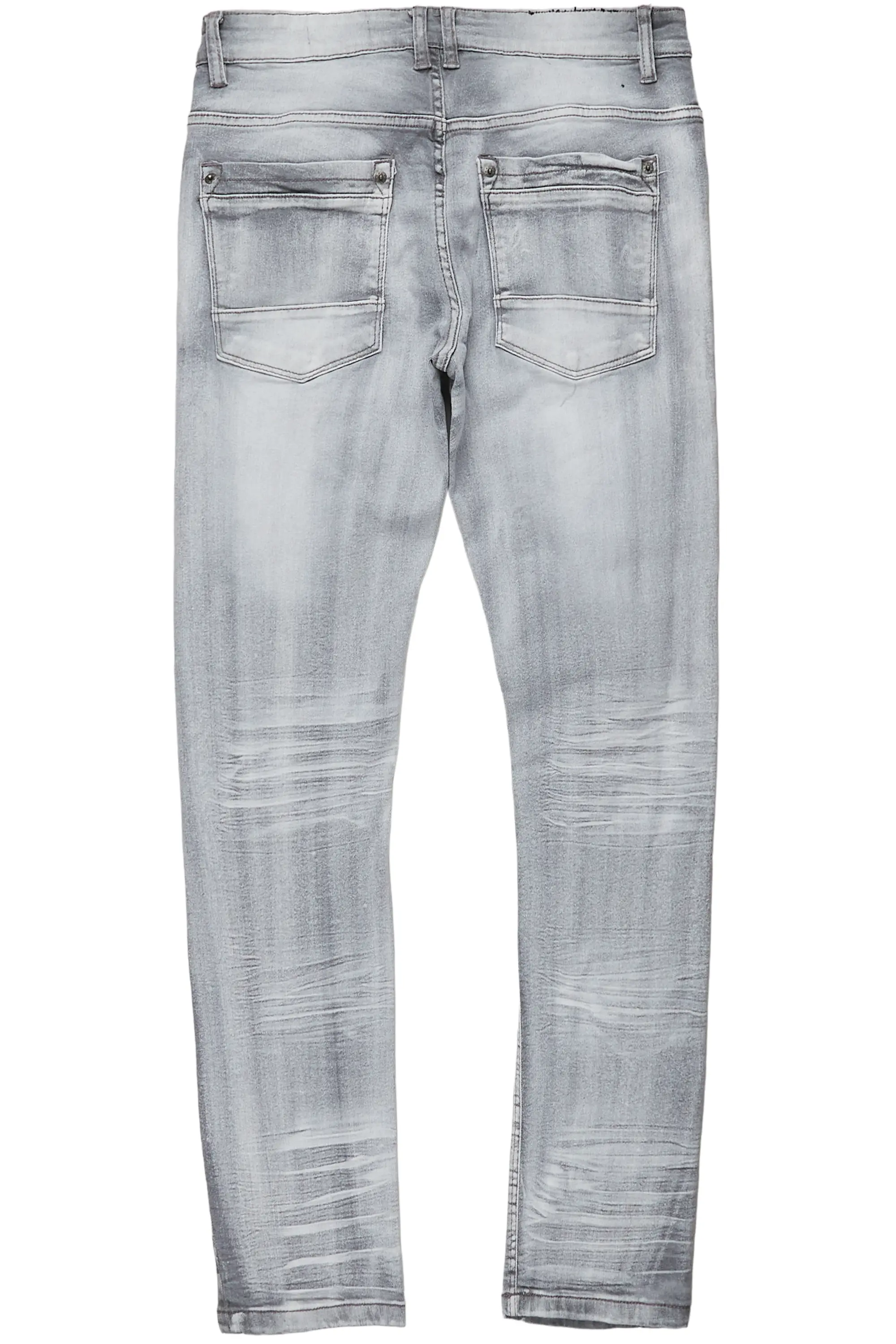 Gaines Light Grey Ripped Slim Straight Jean