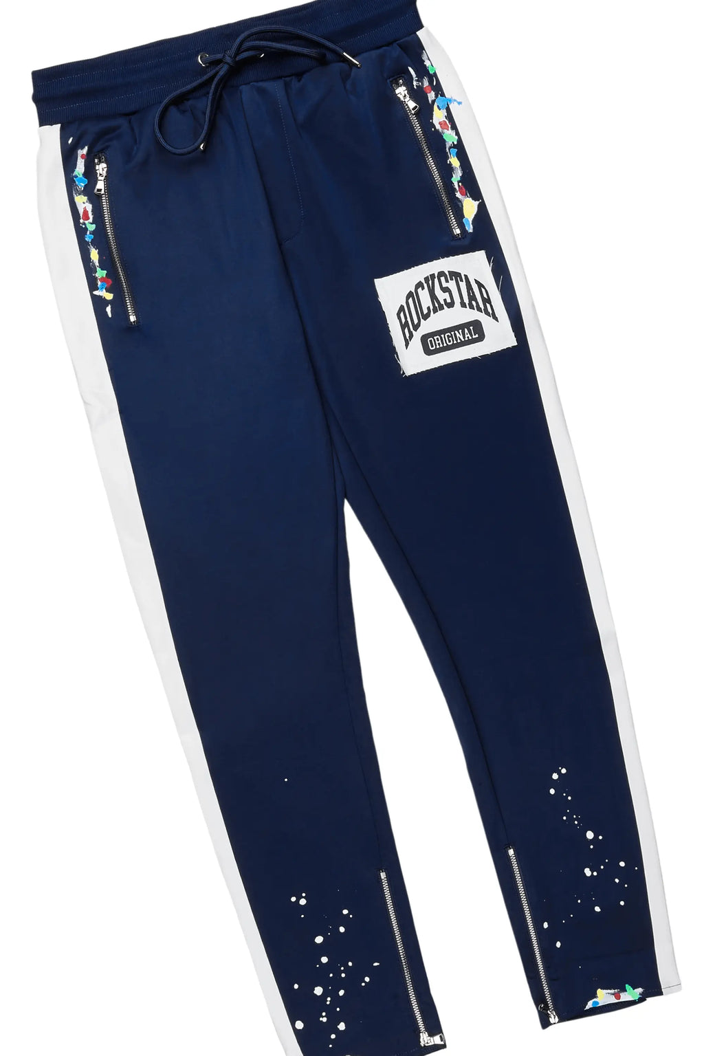 Aden White/Navy T-Shirt/Slim Fit Track Set