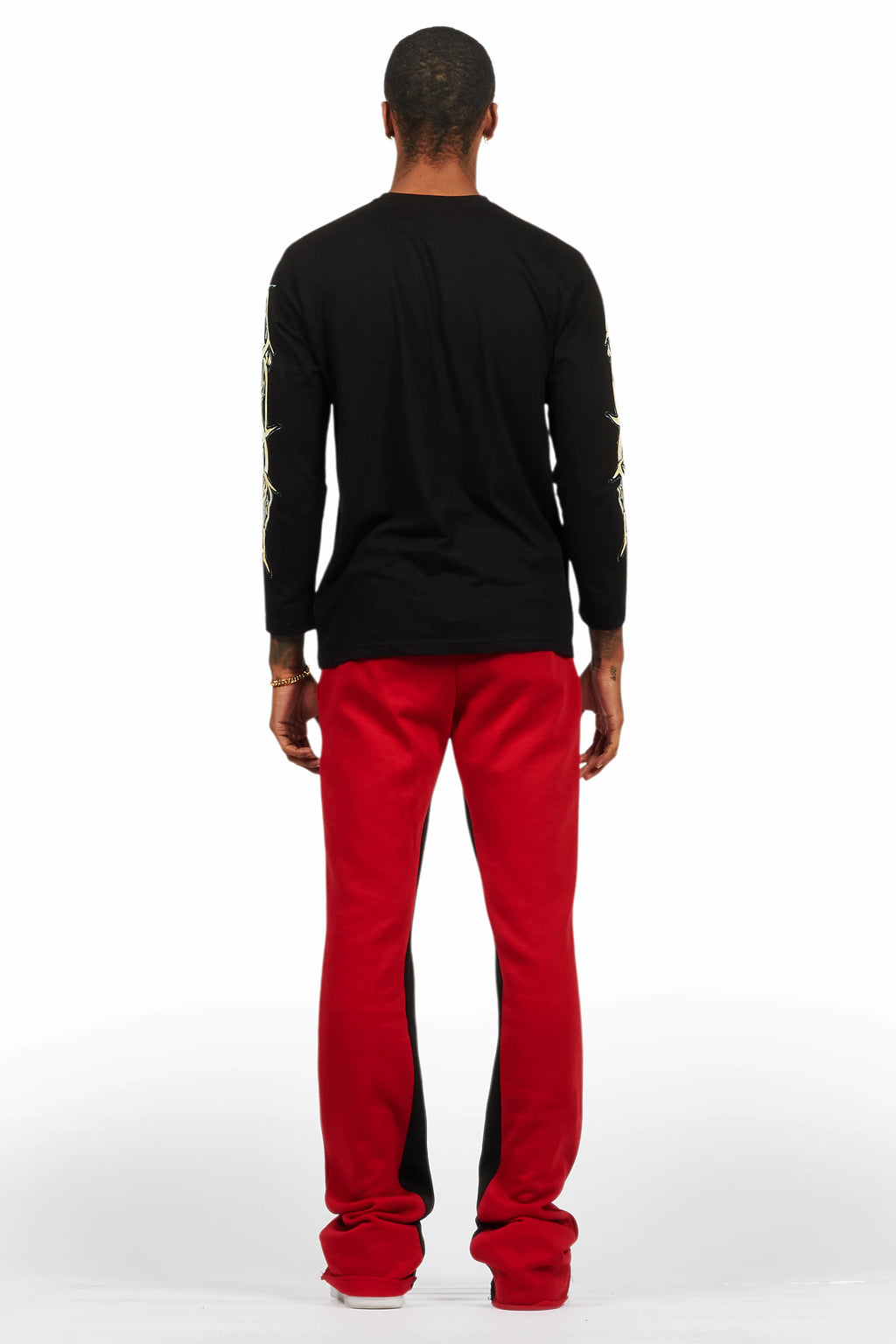 Waller Black/Burgundy Long Sleeve T-Shirt/Baggy Pant Set