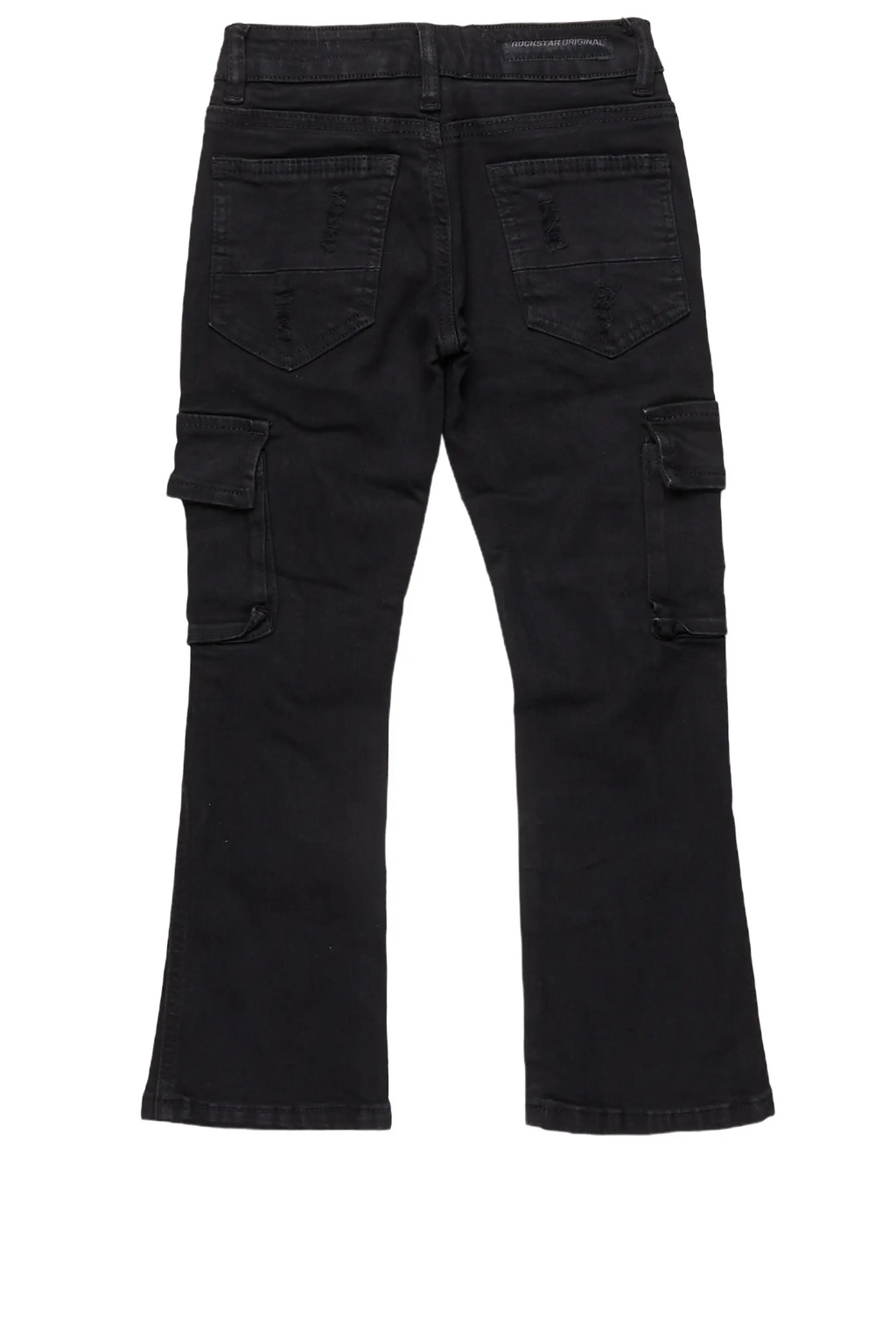 Girls Zaira Black Cargo Stacked Flare Jean