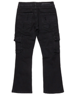 Girls Zaira Black Cargo Stacked Flare Jean