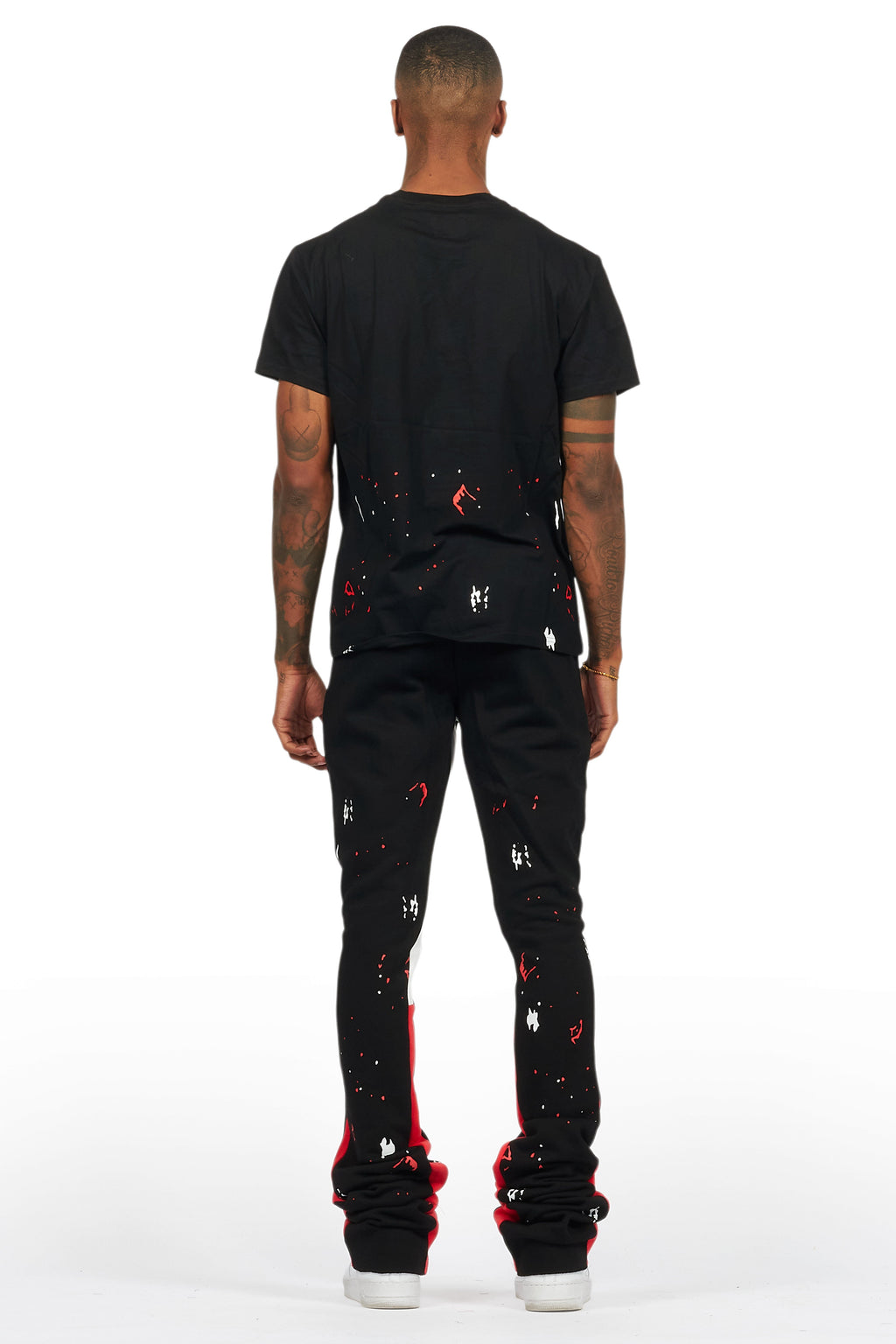 Scottie Black/Red T-Shirt/Stacked Flare Track Pant Set