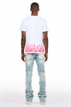 Bubble White/Pink T-Shirt/Super Stacked Flare Jean Bundle