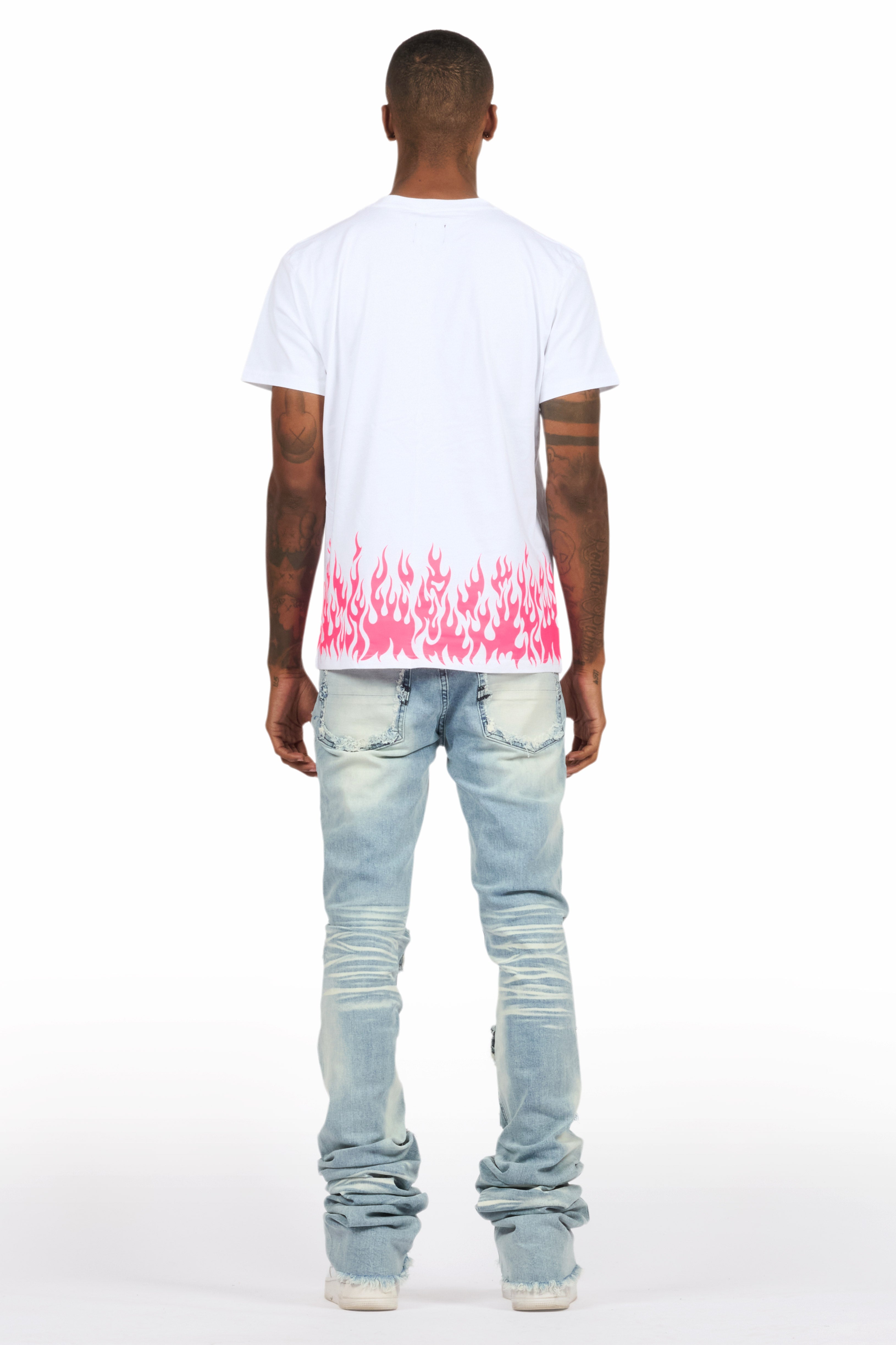 Bubble White/Pink T-Shirt/Super Stacked Flare Jean Bundle