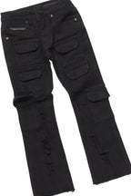 Boys Kiley Black Hoodie/Stacked Flare Jean Set