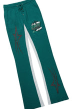 Kastell White/Green T-Shirt/Stacked Baggy Track Pant Set
