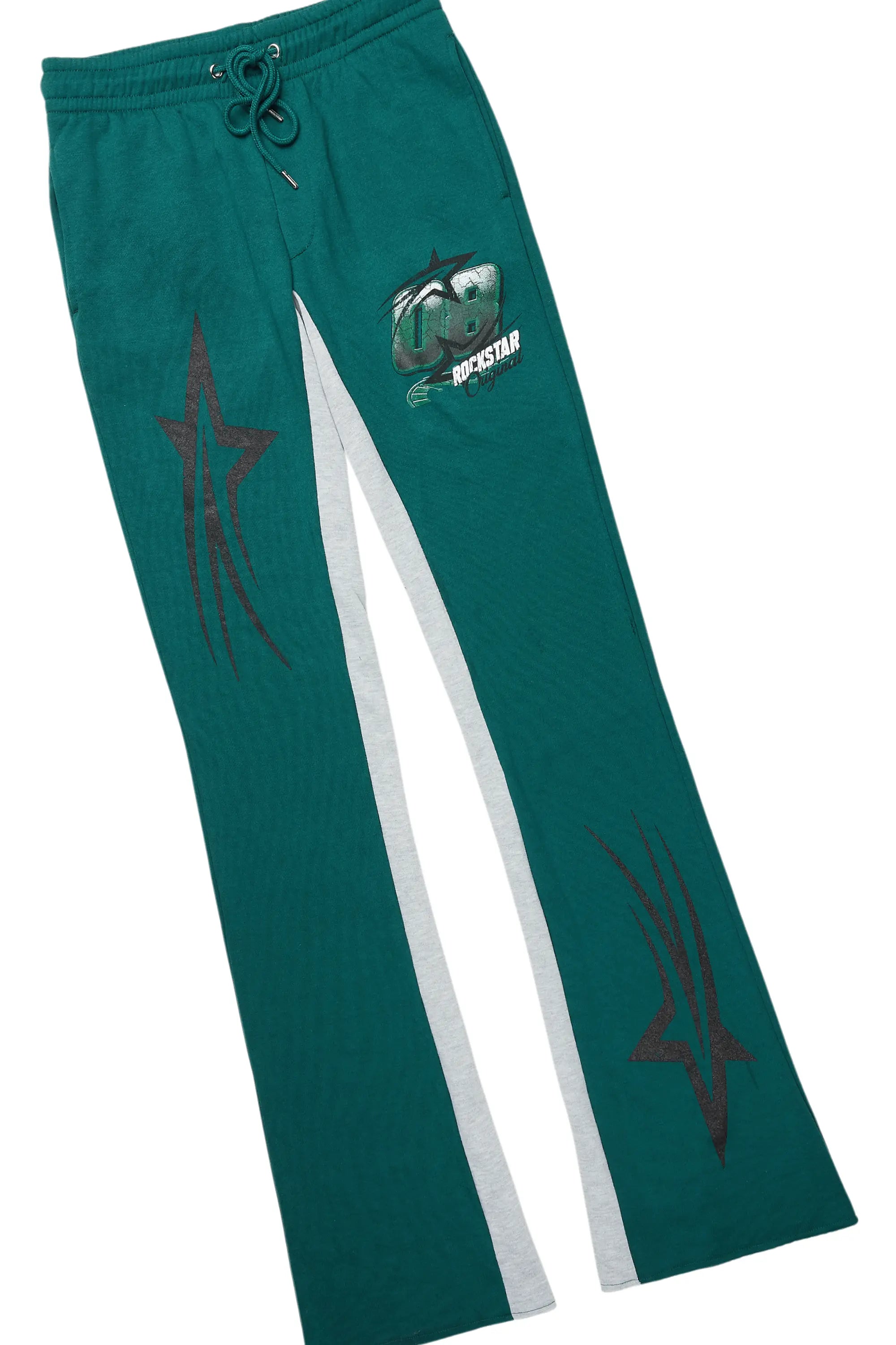 Kastell White/Green T-Shirt/Stacked Baggy Track Pant Set