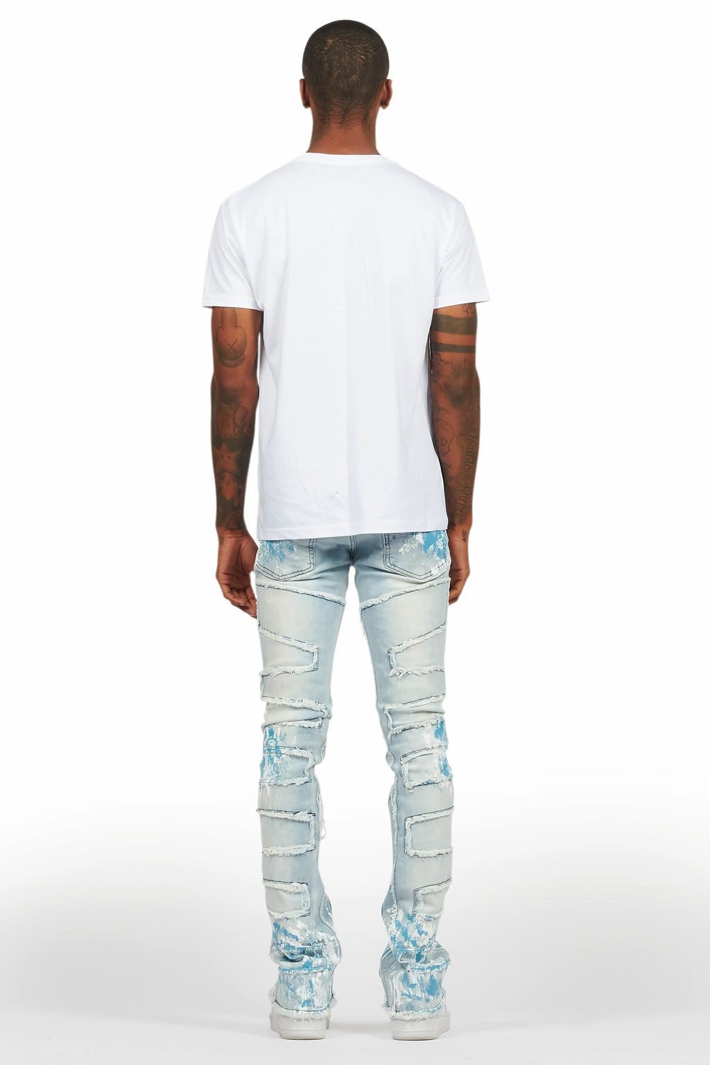 Saxon White/Blue T-Shirt/Stacked Flare Jean Set