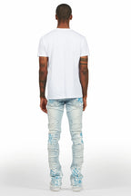 Saxon White/Blue T-Shirt/Stacked Flare Jean Set