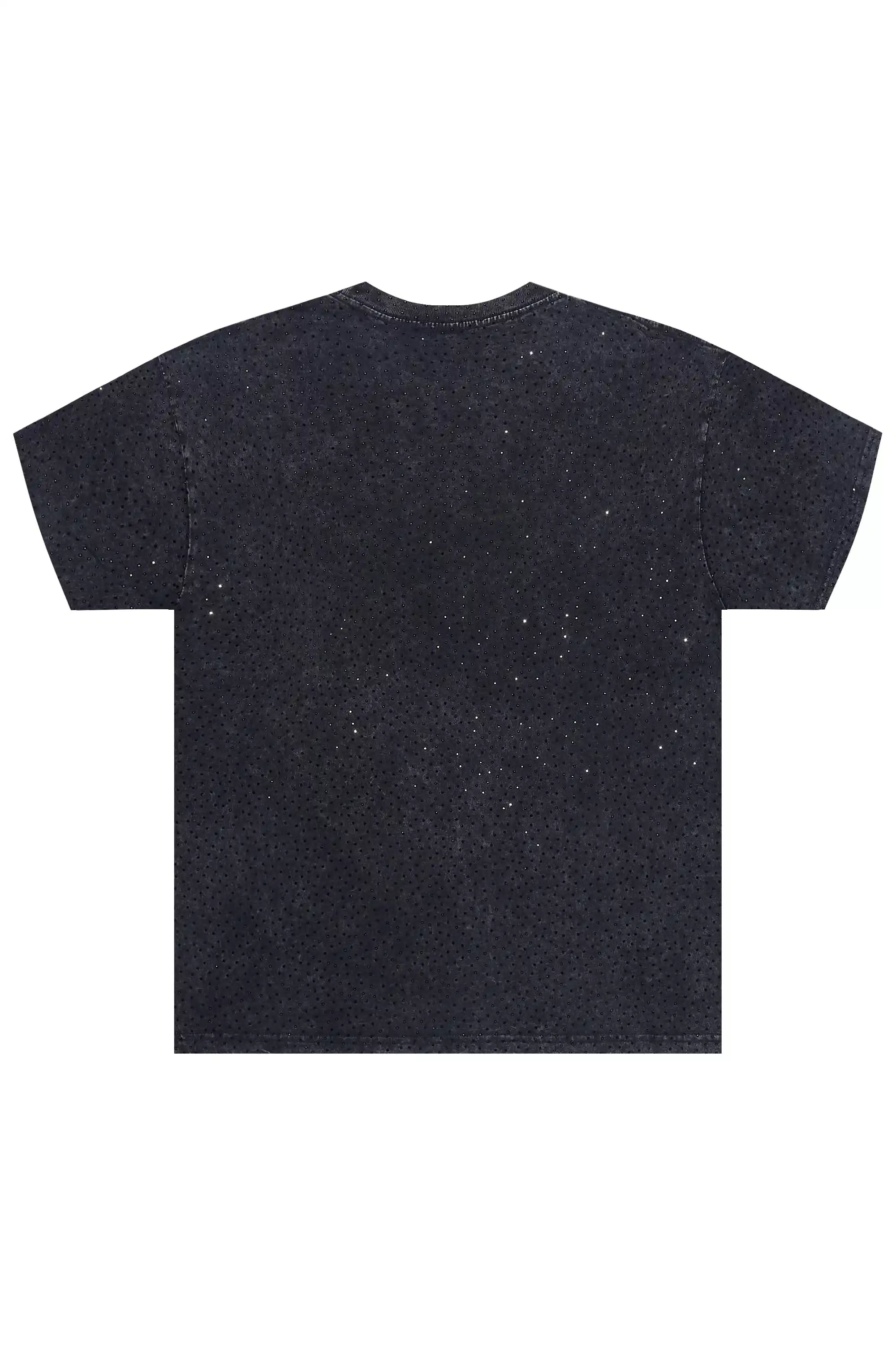 Kammile Black Rhinestone T-Shirt