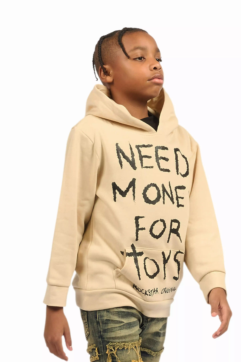 Boys M4 Toys Beige/Black Graphic Hoodie