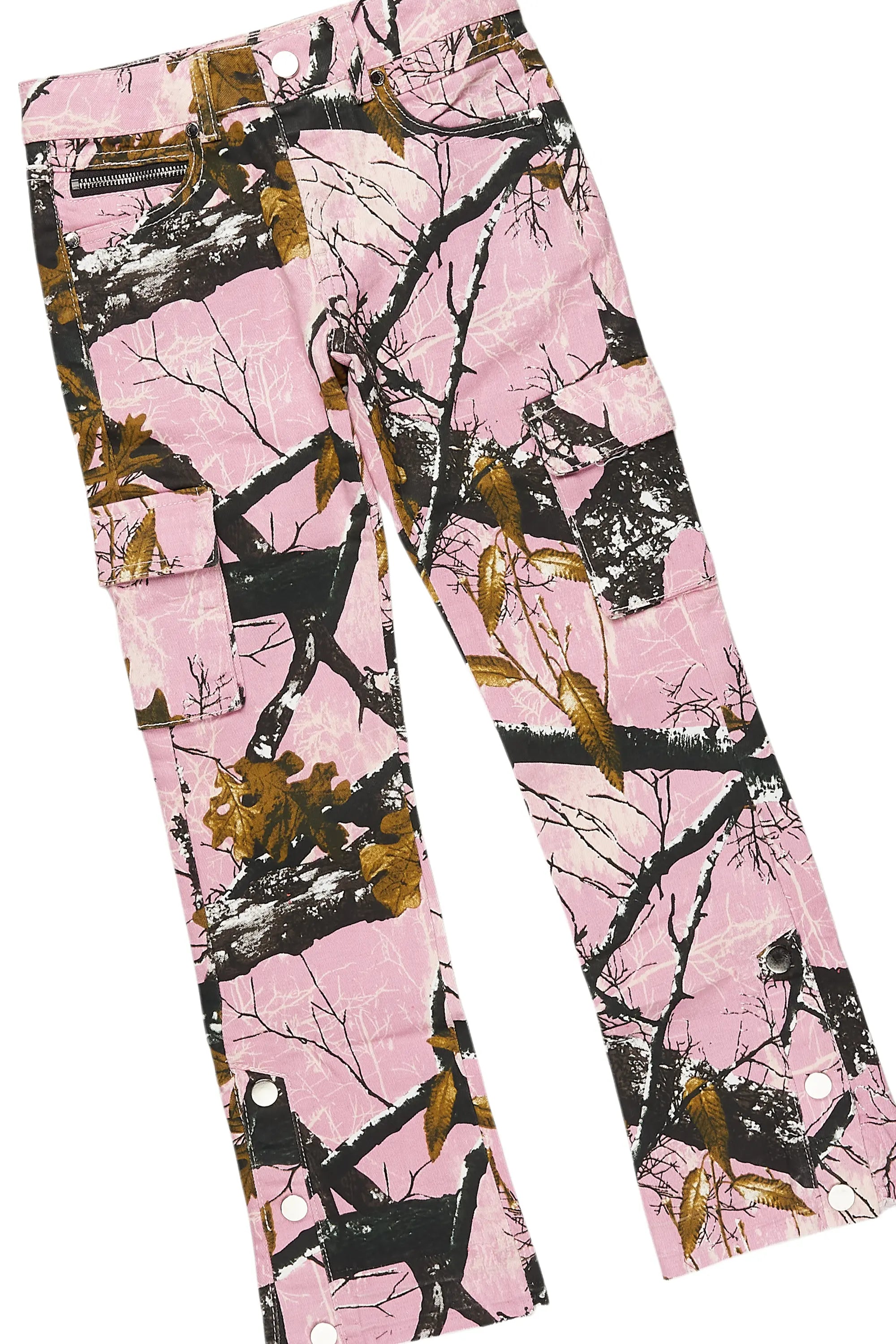 Girls Izzy White/Pink T-Shirt/Stacked Flare Jean Set