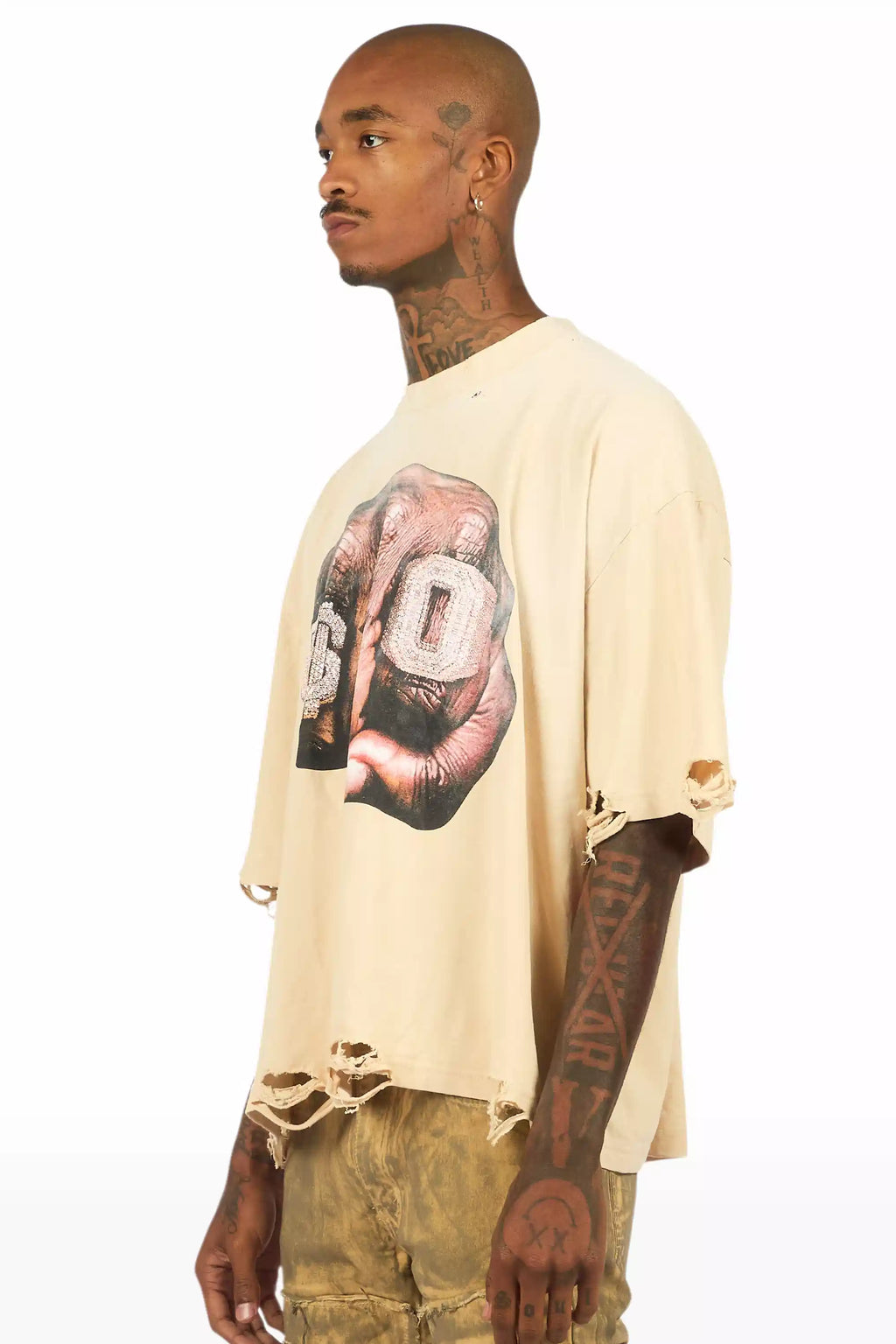 Janus Beige Boxy Crop T-Shirt