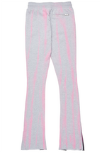 Firoz Heather Grey Graphic Stacked Flare Pant