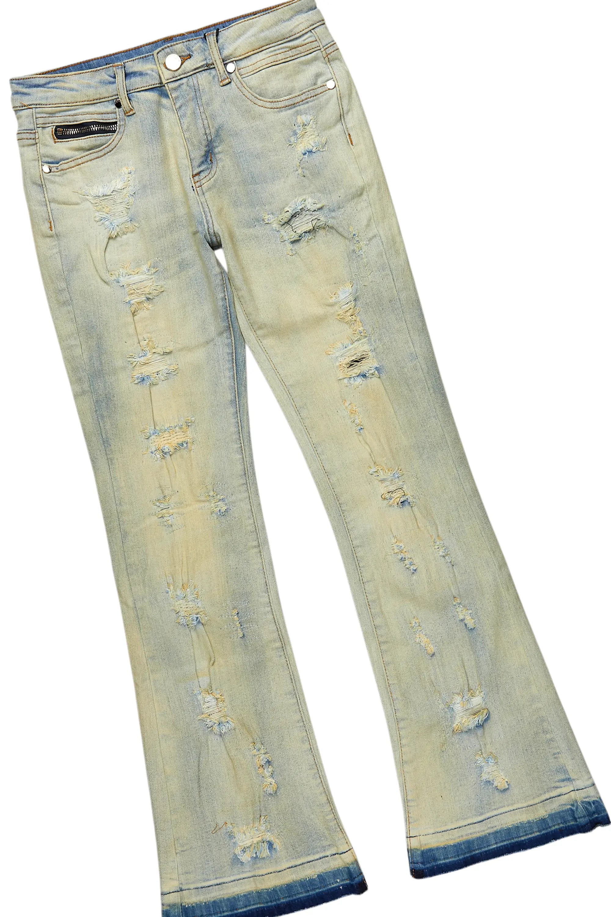 Boys Amos Royal Blue Hoodie/Stacked Flare Jean Set