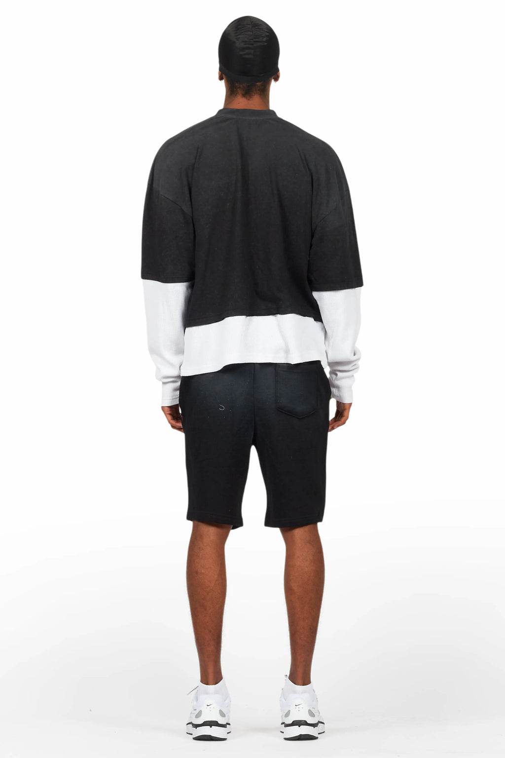 Darien Black Double Layer T-Shirt Short Set