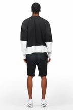 Darien Black Double Layer T-Shirt Short Set