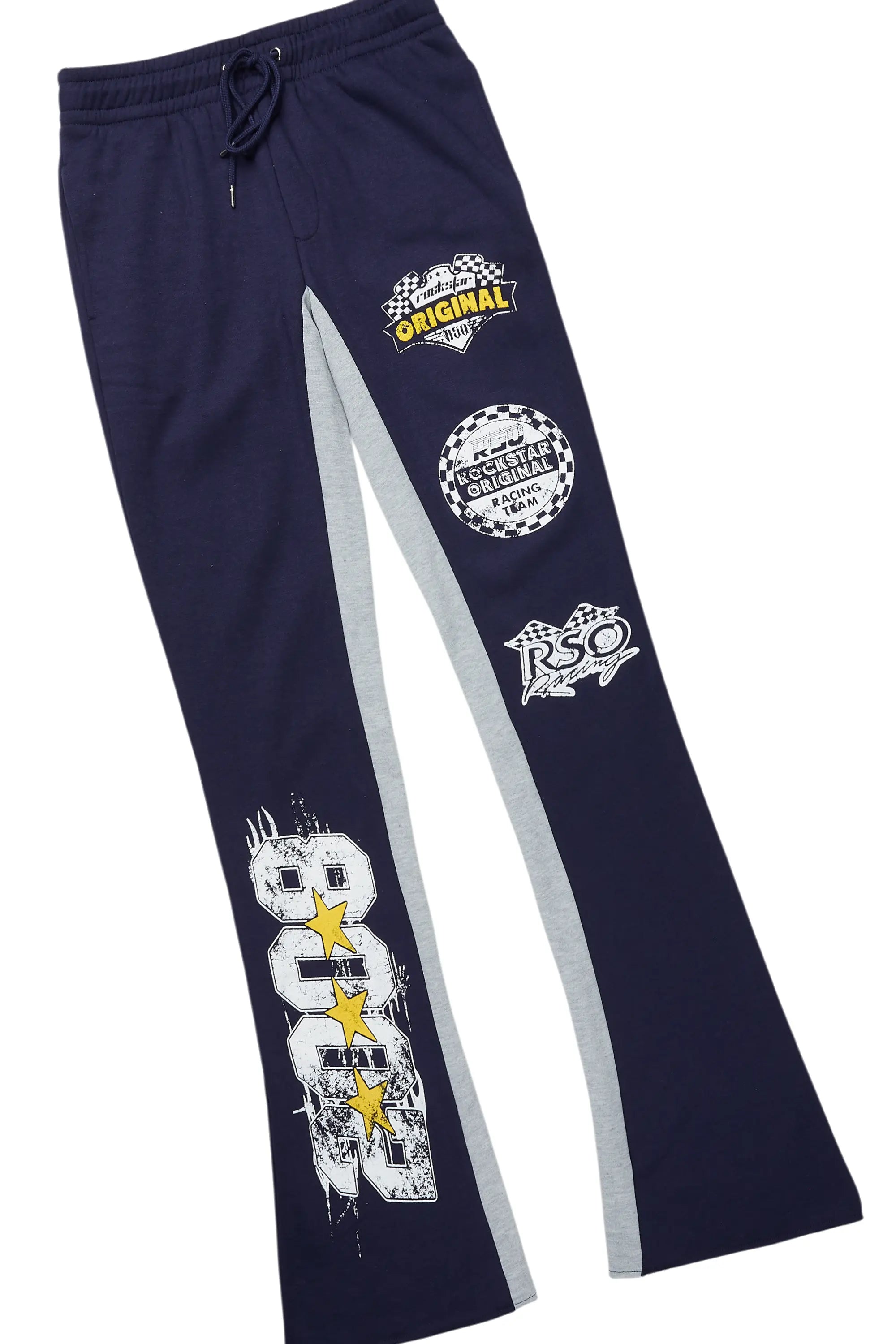 Racing Grung White/Navy T-Shirt/Stacked Baggy Track Pant Set