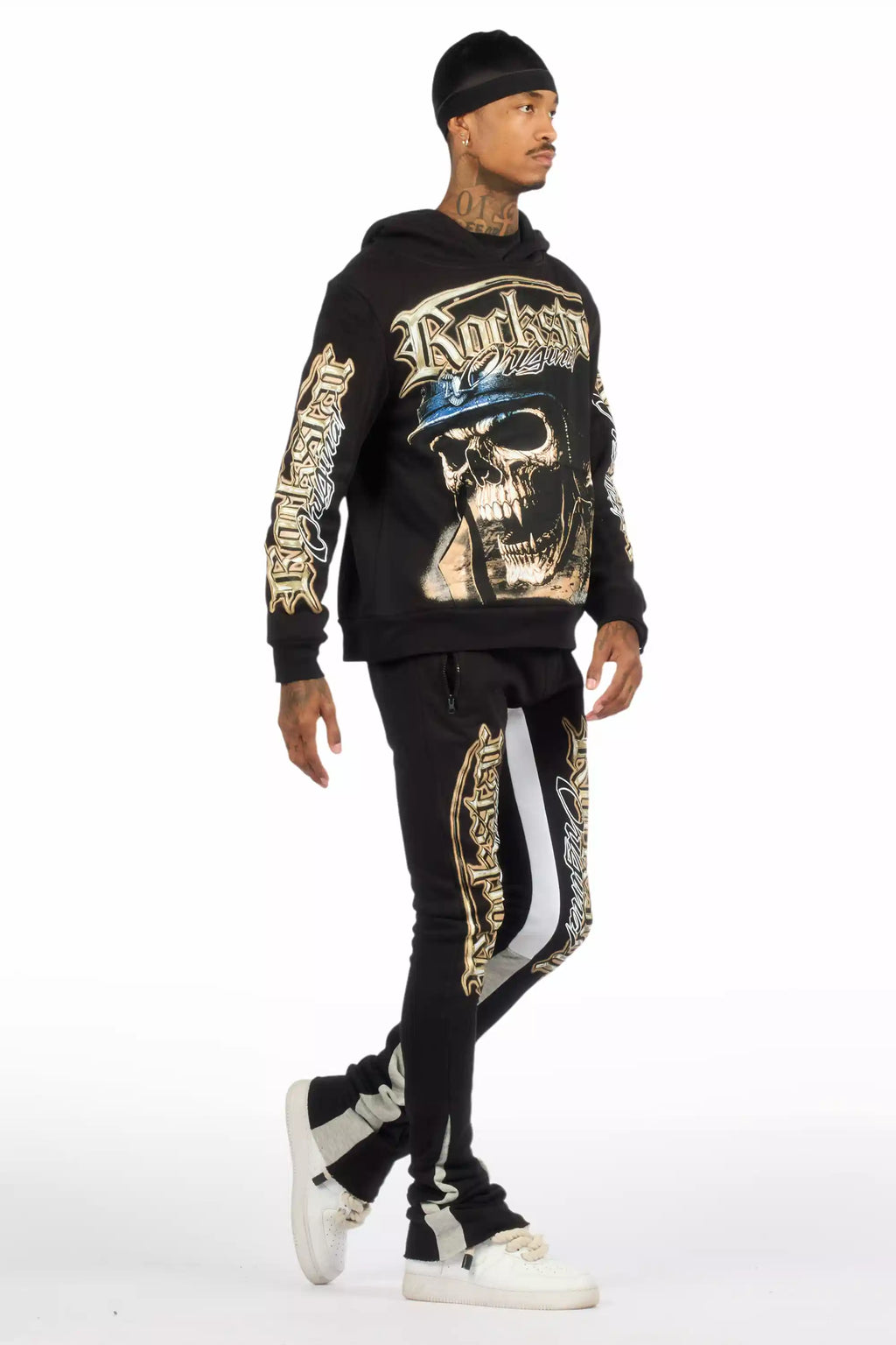 Kyce Black/Beige Hoodie/Super Stacked Track Set