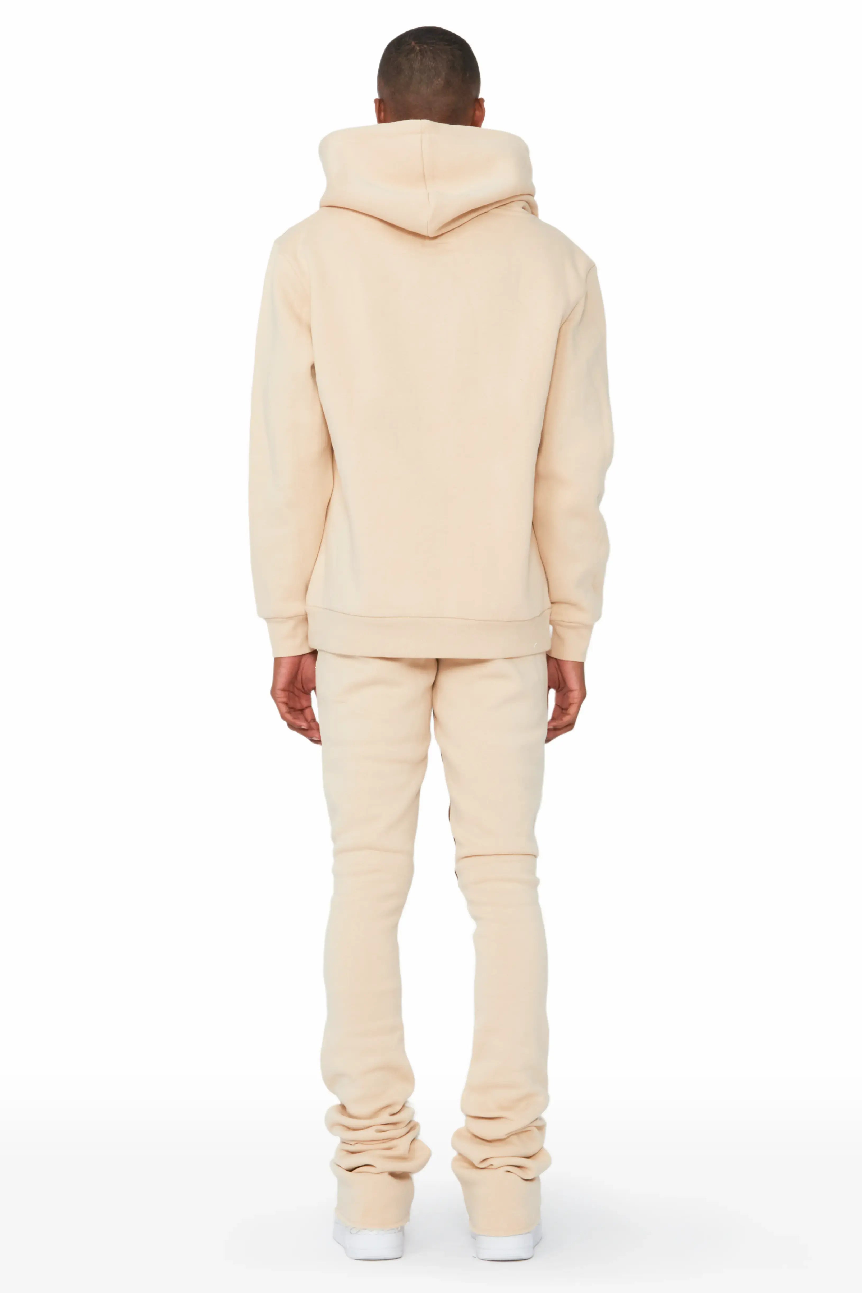 Raffer Beige/White Hoodie/Super Stacked Flare Pant Set