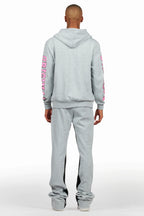 Fields Grey/Pink Baggy Hoodie Track Set