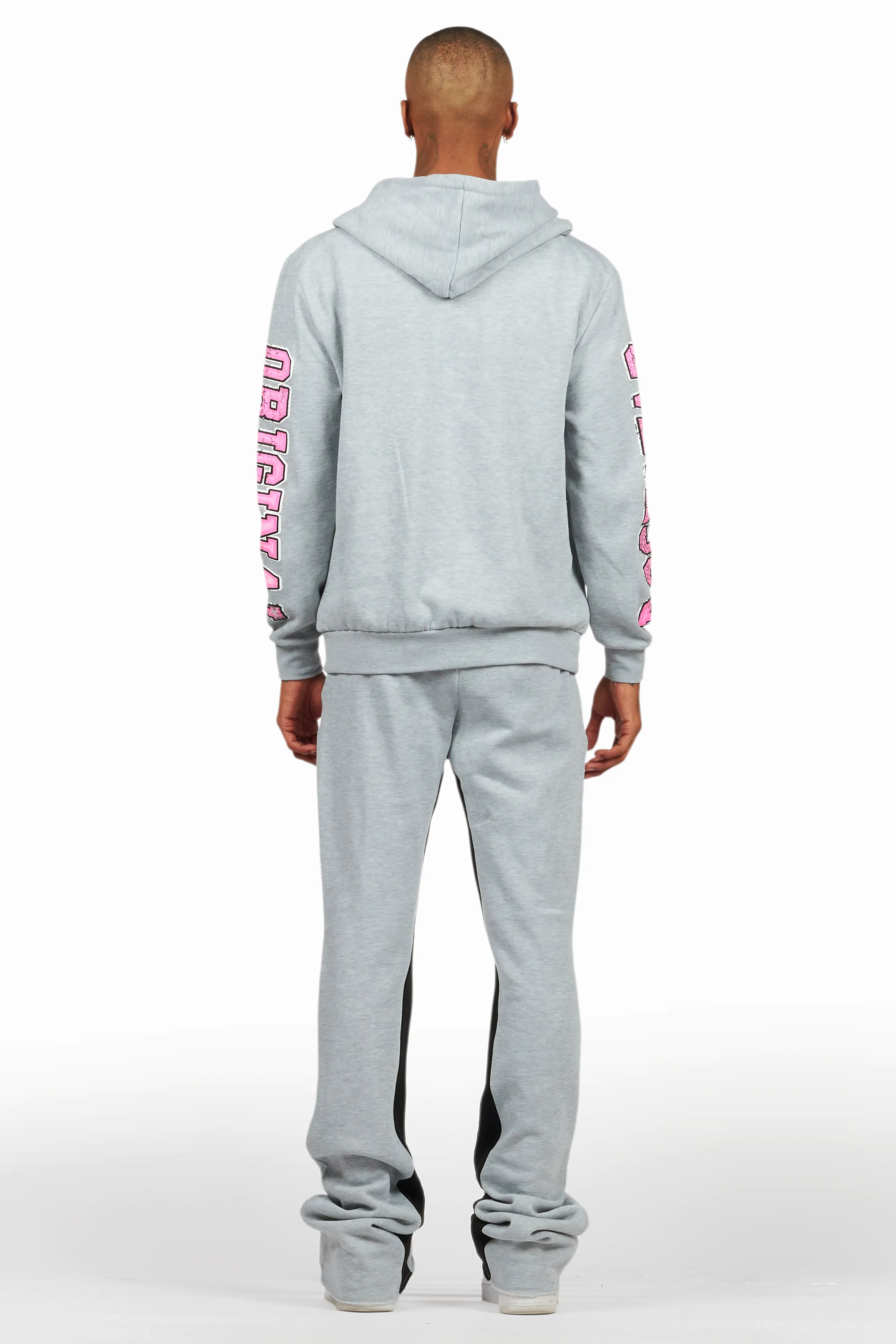 Fields Grey/Pink Baggy Hoodie Track Set