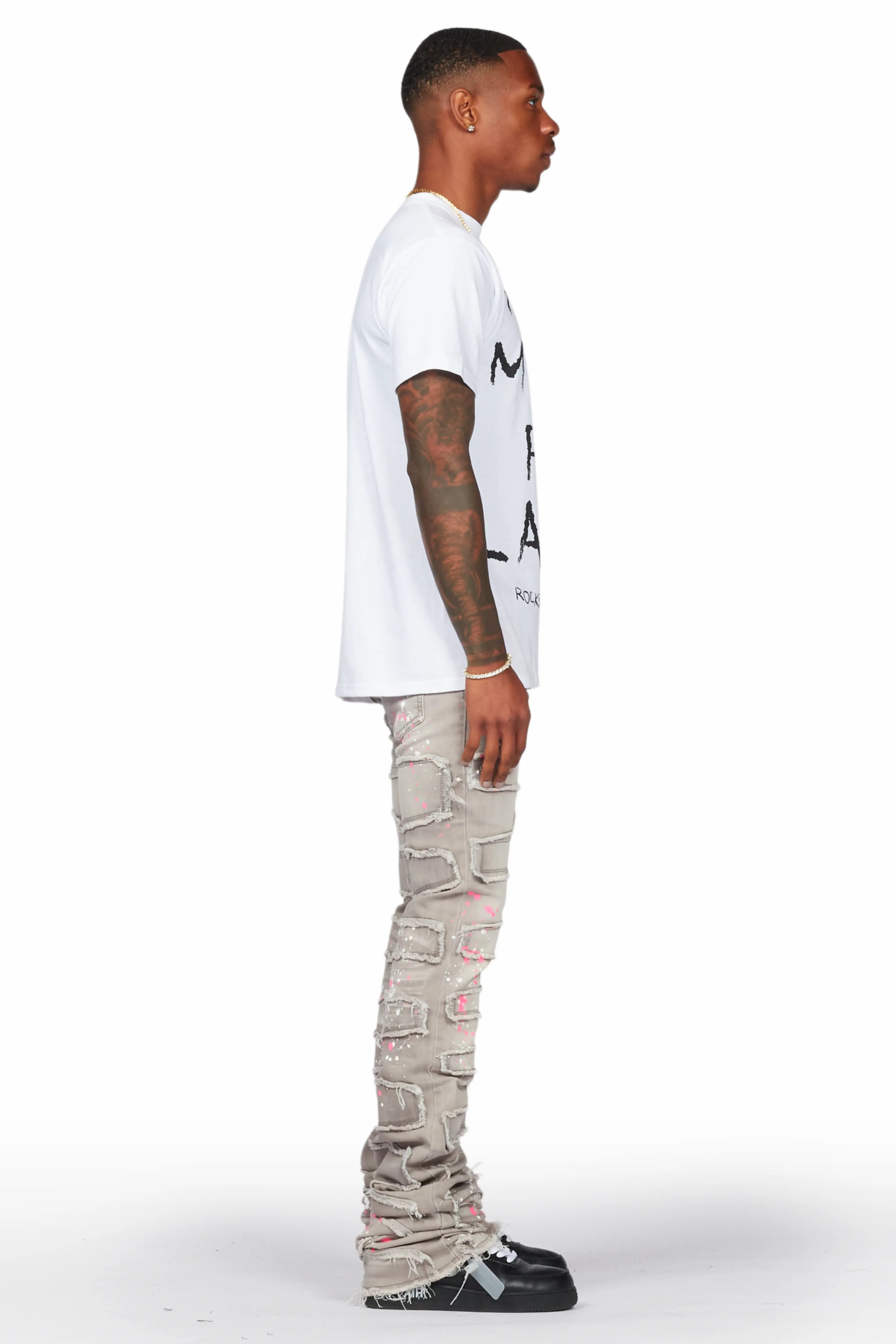 Macon Grey Painter Super Stacked Flare Jean