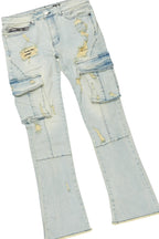 Boys Ceron Vintage Beige Hoodie/Stacked Flare Jean Set