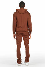 Lake Brown Hoodie/Stacked Flare Track Pant Set