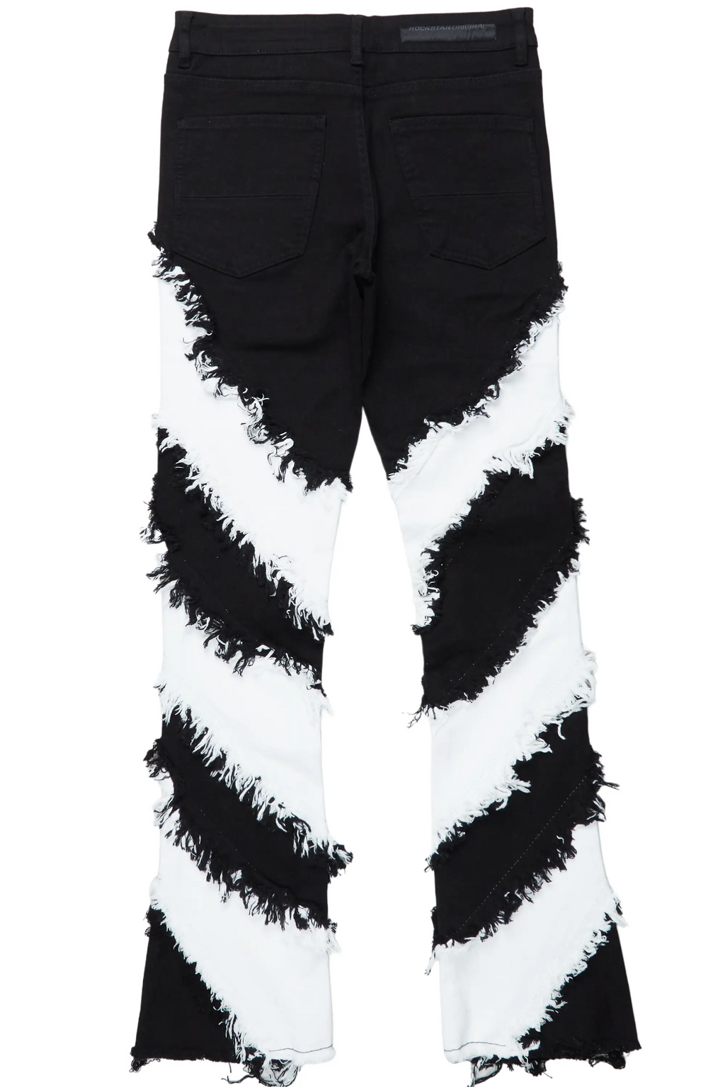 Ismael Black/White Stacked Flare Jean