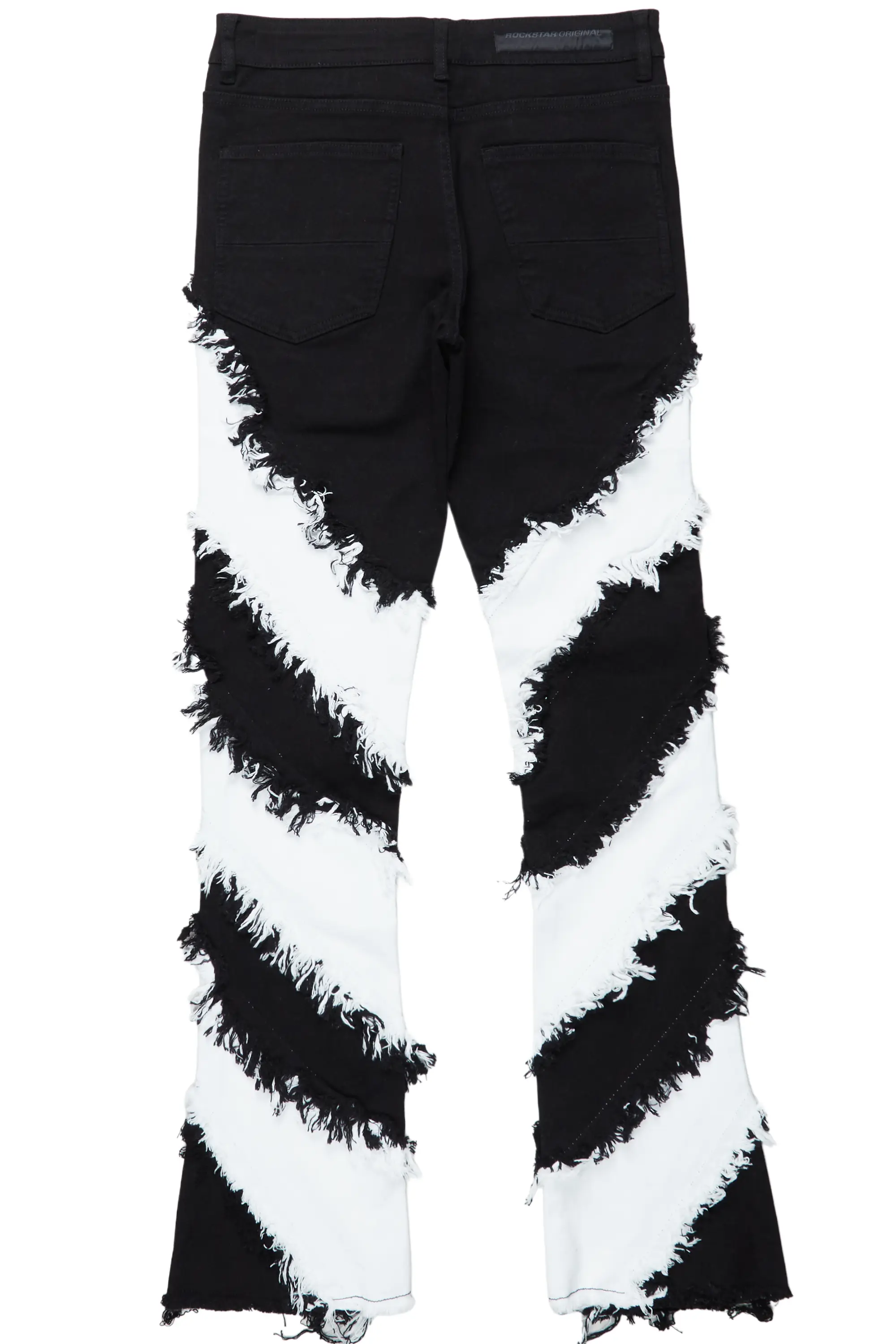 Ismael Black/White Stacked Flare Jean