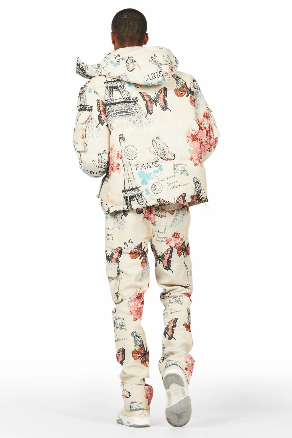 Lamont Beige Multi Tapestry Puffer Jacket