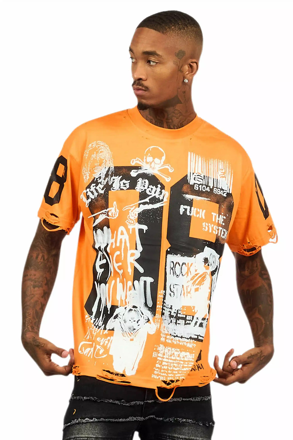 Grill Orange Graphic Oversized T-Shirt