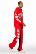 Wizzurd Red/Black Hoodie/Baggy Stacked Track Set