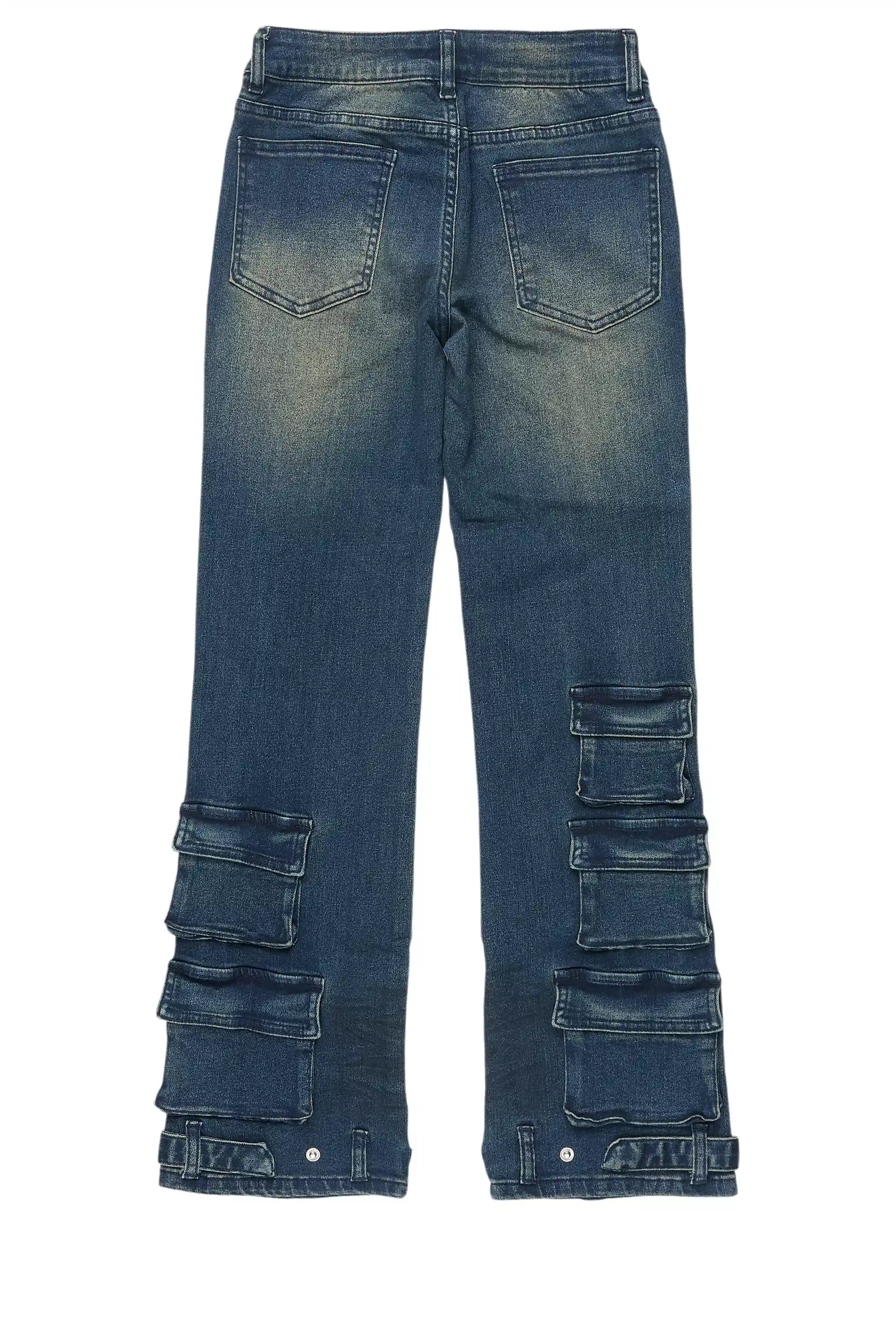 Girls Jaziya Dark Wash Stacked Jean