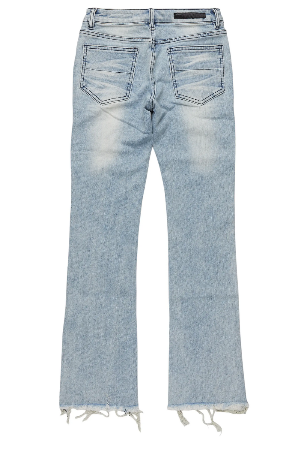 Boys Savage Blue Patchwork Stacked Flare Jean