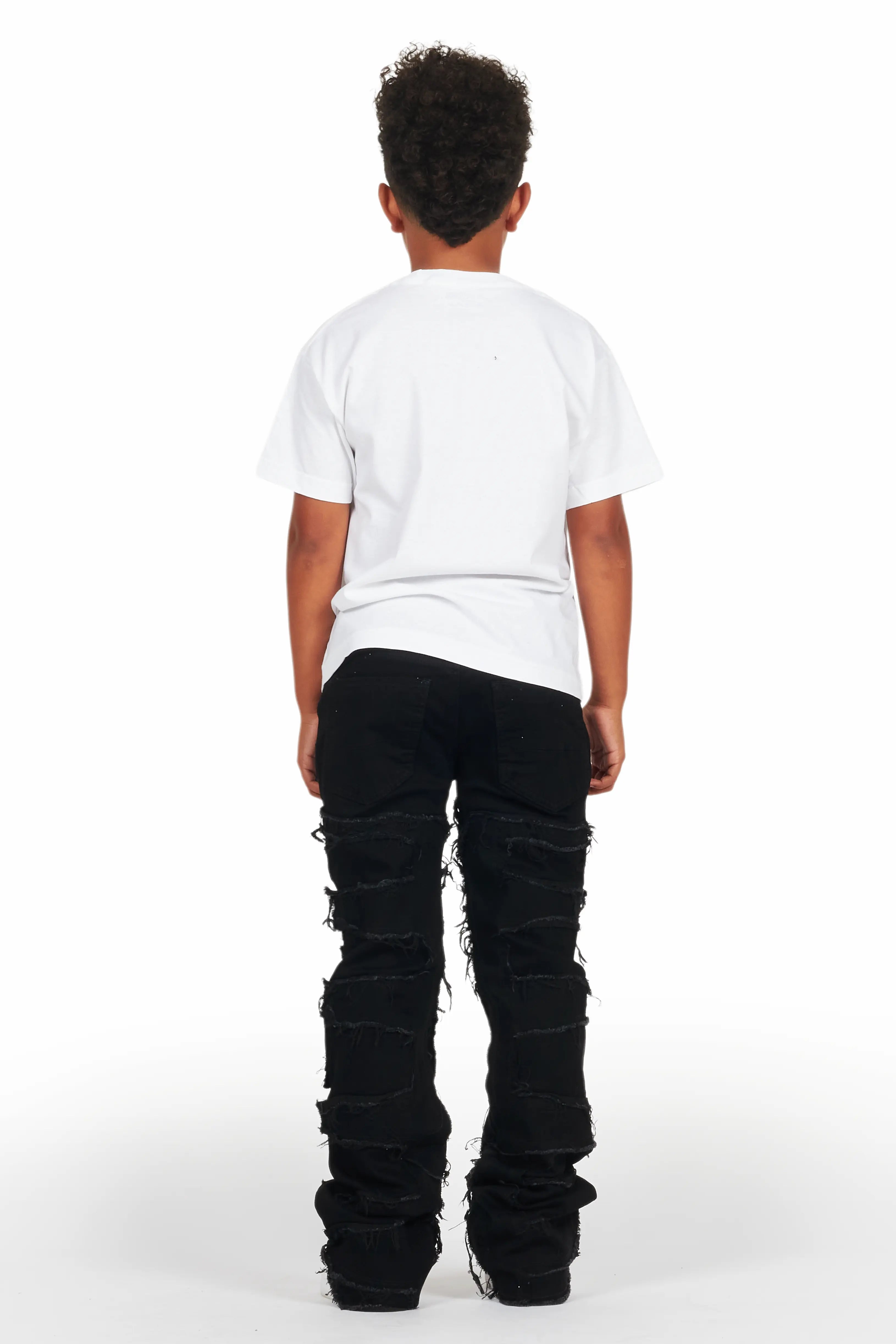 Boys White Loic T-Shirt/Stacked Flare Jean Set